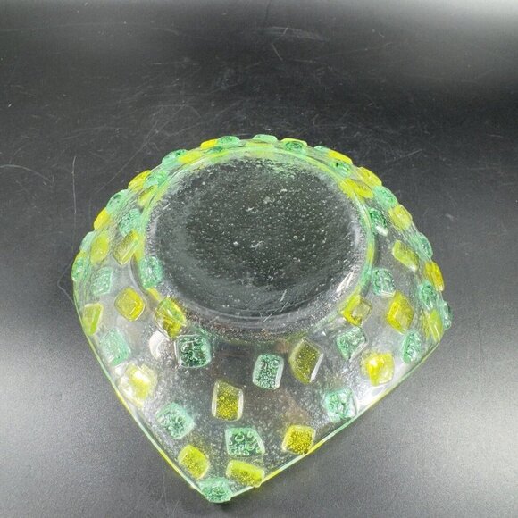 Square Fused Art Glass Dish Plate Whimsical Decor Textured Dish Hand Crafted Vtg - Picture 9 of 15